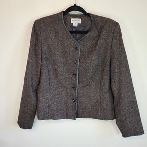 Pendleton Womens Wool Blend Brown and Tan Blazer Jacket Size 16